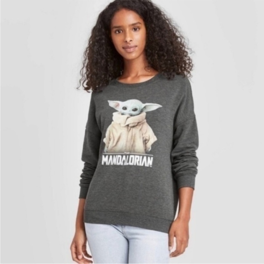 Star Wars The Mandalorian Baby Yoda Sweatshirt Grey Green Size S